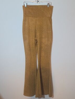 Turquoise Haven High-Waist Flared Leopard Print Pants - Mustard